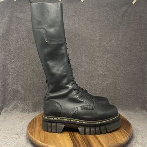 Dr Martens Audrick 20-eye Lace Up Boots Knee High Platform 201 Leather Women’s 9